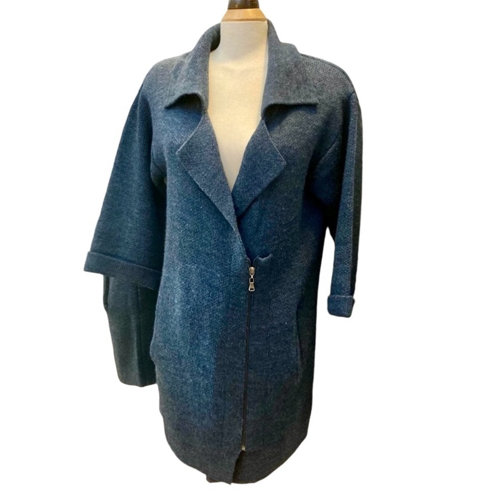 Cliche zip front wool blend knit cardigan